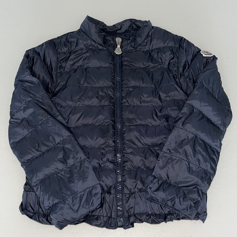 MONCLER navy girls size 6 light puffer jacket